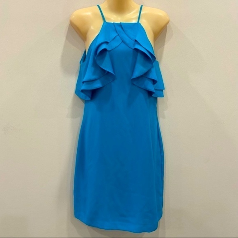 Laundry by Shelli Segal Turquoise Cold Shoulder Mini Dress